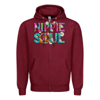 Burgundy hippie soul with tie dye and flowers Zipper Hoodie - Artiststas
