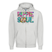 Dove Grey hippie soul with tie dye and flowers Zipper Hoodie - Artiststas