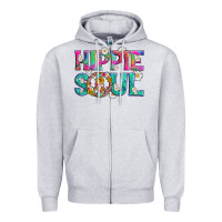 Heather Grey hippie soul with tie dye and flowers Zipper Hoodie - Artiststas