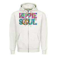 Oatmeal Heather hippie soul with tie dye and flowers Zipper Hoodie - Artiststas