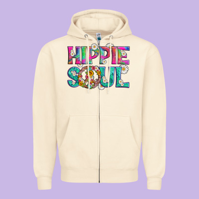 Hippie Soul With Tie Dye And Flowers Zipper Hoodie Designed By Artiststas