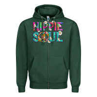 Sports Green hippie soul with tie dye and flowers Zipper Hoodie - Artiststas
