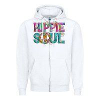 White hippie soul with tie dye and flowers Zipper Hoodie - Artiststas