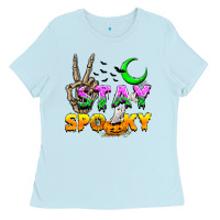 Baby Blue Stay spooky Ladies Tee - NancyCooperArtShop