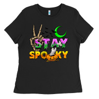 Black Stay spooky Ladies Tee - NancyCooperArtShop
