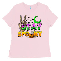 Bubblegum Pink Stay spooky Ladies Tee - NancyCooperArtShop