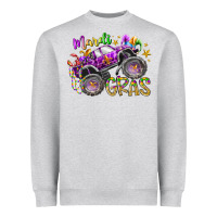 Heather Grey mardi gras monster truck Heavyweight Sweatshirt - RacoonDesign