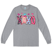 Heather Grey xoxo pig olivia Long Sleeve Tee - OliviaCreatesArt