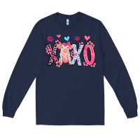 Navy xoxo pig olivia Long Sleeve Tee - OliviaCreatesArt