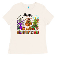 Bone Happy Hallothanksmas Ladies Tee - texasbilliewilder