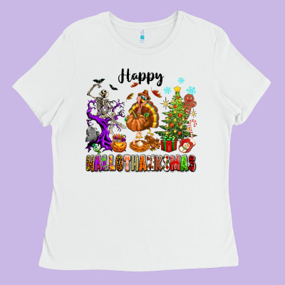 Happy Hallothanksmas Ladies Tee Designed By Texasbilliewilder