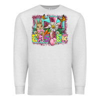 Oatmeal Heather easter cross background Premium Sweatshirt - BarkalooDesign