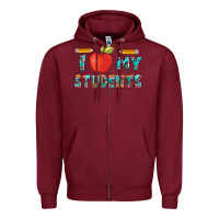 Burgundy i love my students with pen and Zipper Hoodie - Artiststas
