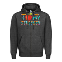Charcoal Heather i love my students with pen and Zipper Hoodie - Artiststas