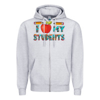 Heather Grey i love my students with pen and Zipper Hoodie - Artiststas