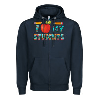Navy i love my students with pen and Zipper Hoodie - Artiststas