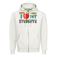 Oatmeal Heather i love my students with pen and Zipper Hoodie - Artiststas