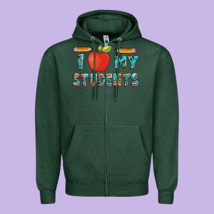 I Love My Students With Pen And Zipper Hoodie Designed By Artiststas