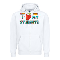 White i love my students with pen and Zipper Hoodie - Artiststas