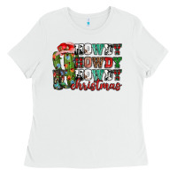 White Howdy howdy howdy Christmas Ladies Tee - NancyCooperArtShop