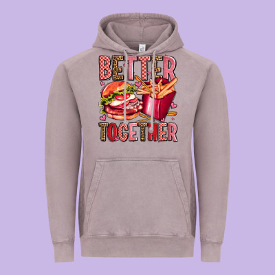 Hamburger Potatoes Better Together Olivia Vintage Hoodie Designed By Oliviacreatesart