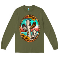 Army Green Western Cactus Long Sleeve Tee - Jasminsmagicworld