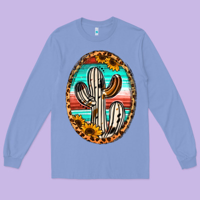 Western Cactus Long Sleeve Tee Designed By Jasminsmagicworld