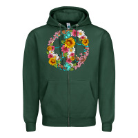Sports Green floral peace sign with gemstone Zipper Hoodie - Artiststas