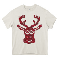 Cream Christmas Deer Ugly Heavy Core Tee - Bettercallsaul