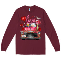 Burgundy Western Valentines Day Truck Love Bird Letter Long Sleeve Tee - FaDigitalArtStudio