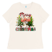 Bone Merry Christmas flamingo Ladies Tee - texasbilliewilder