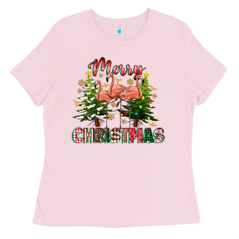 Merry Christmas Flamingo Ladies Tee by texasbilliewilder | Teevron