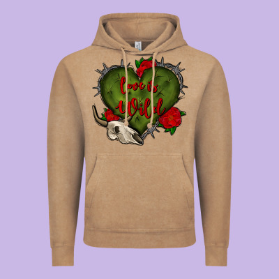 Love Is Wild With Bullskull Olivia Vintage Hoodie Designed By Oliviacreatesart