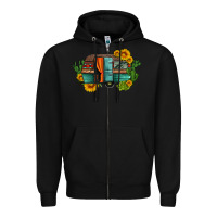 Black caravan sunflowers and cactus Zipper Hoodie - Artiststas