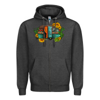 Charcoal Heather caravan sunflowers and cactus Zipper Hoodie - Artiststas