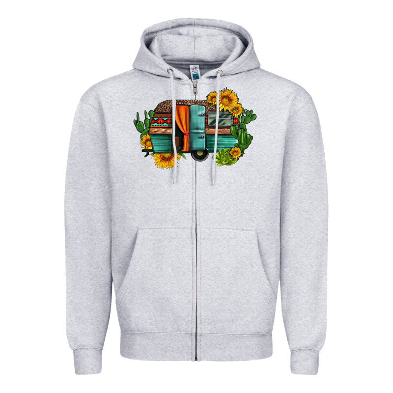 Caravan Sunflowers And Cactus Zipper Hoodie by Artiststas | Teevron