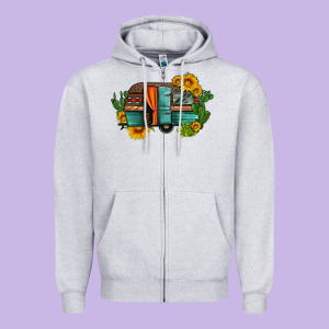 Caravan Sunflowers And Cactus Zipper Hoodie Designed By Artiststas