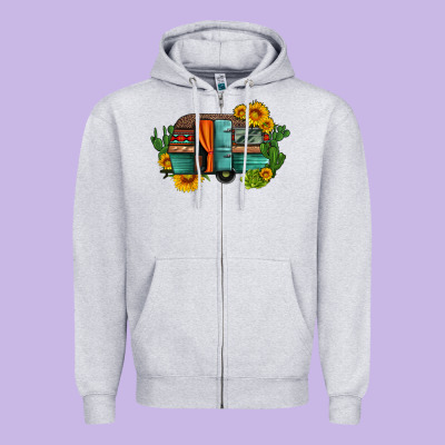 Caravan Sunflowers And Cactus Zipper Hoodie Designed By Artiststas