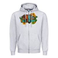 Heather Grey caravan sunflowers and cactus Zipper Hoodie - Artiststas