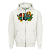 Oatmeal Heather caravan sunflowers and cactus Zipper Hoodie - Artiststas