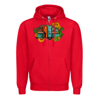 Red caravan sunflowers and cactus Zipper Hoodie - Artiststas