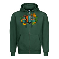 Sports Green caravan sunflowers and cactus Zipper Hoodie - Artiststas