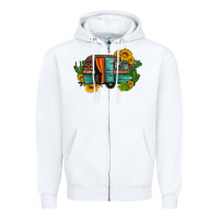 White caravan sunflowers and cactus Zipper Hoodie - Artiststas