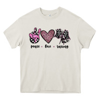Cream peace love racing Heavy Core Tee - JahusDesignShop
