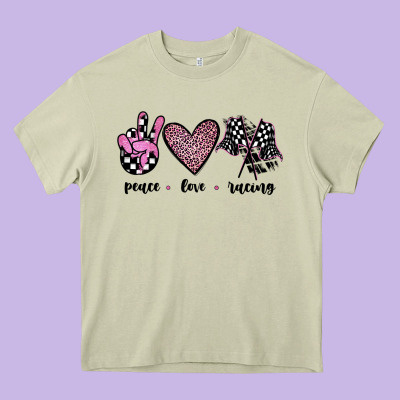 Peace Love Racing Heavy Core Tee Designed By Jahusdesignshop