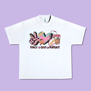 Peace Love Nursing Urban Heavy Tee Designed By Cowgirlartshop