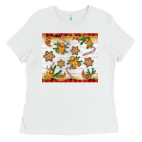 White Christmas gingerbread cookies and candy cane Ladies Tee - NancyCooperArtShop