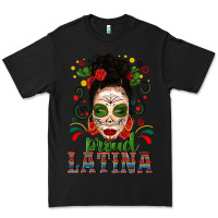 Black Proud Latina Skull Girl Messy Bun Premium Tee - texasbilliewilder
