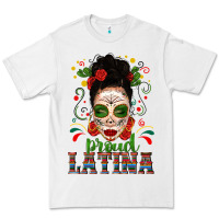 White Proud Latina Skull Girl Messy Bun Premium Tee - texasbilliewilder