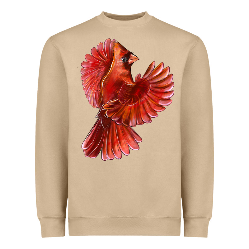 Flying Northern Cardinal Bird Heavyweight Sweatshirt by LillyAllenDesigns | Teevron